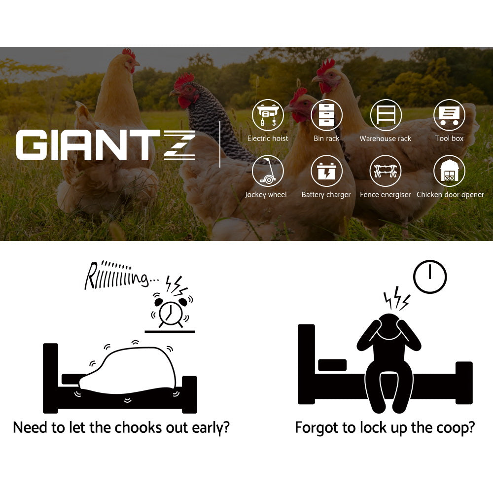 Giantz Automatic Chicken Coop Door Opener Cage Closer - Pet And Farm 