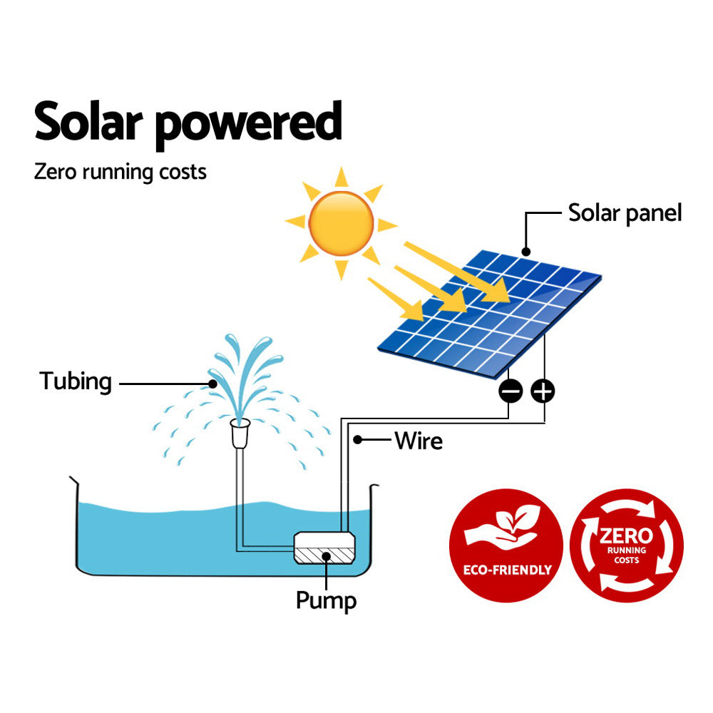 Gardeon 8W Solar Powered Water Pond Pump Outdoor Submersible Fountains - Pet And Farm 