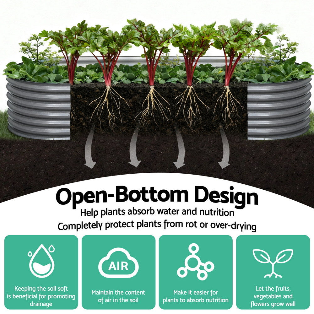 Green Fingers Garden Bed 320X80X42cm Oval Planter Box Raised Container Galvanised - Pet And Farm 