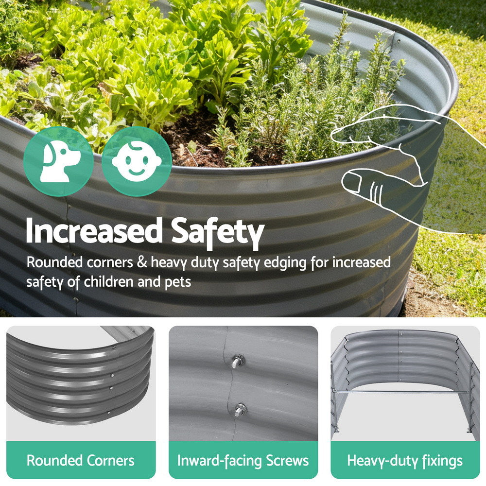 Green Fingers Garden Bed 320X80X42cm Oval Planter Box Raised Container Galvanised - Pet And Farm 
