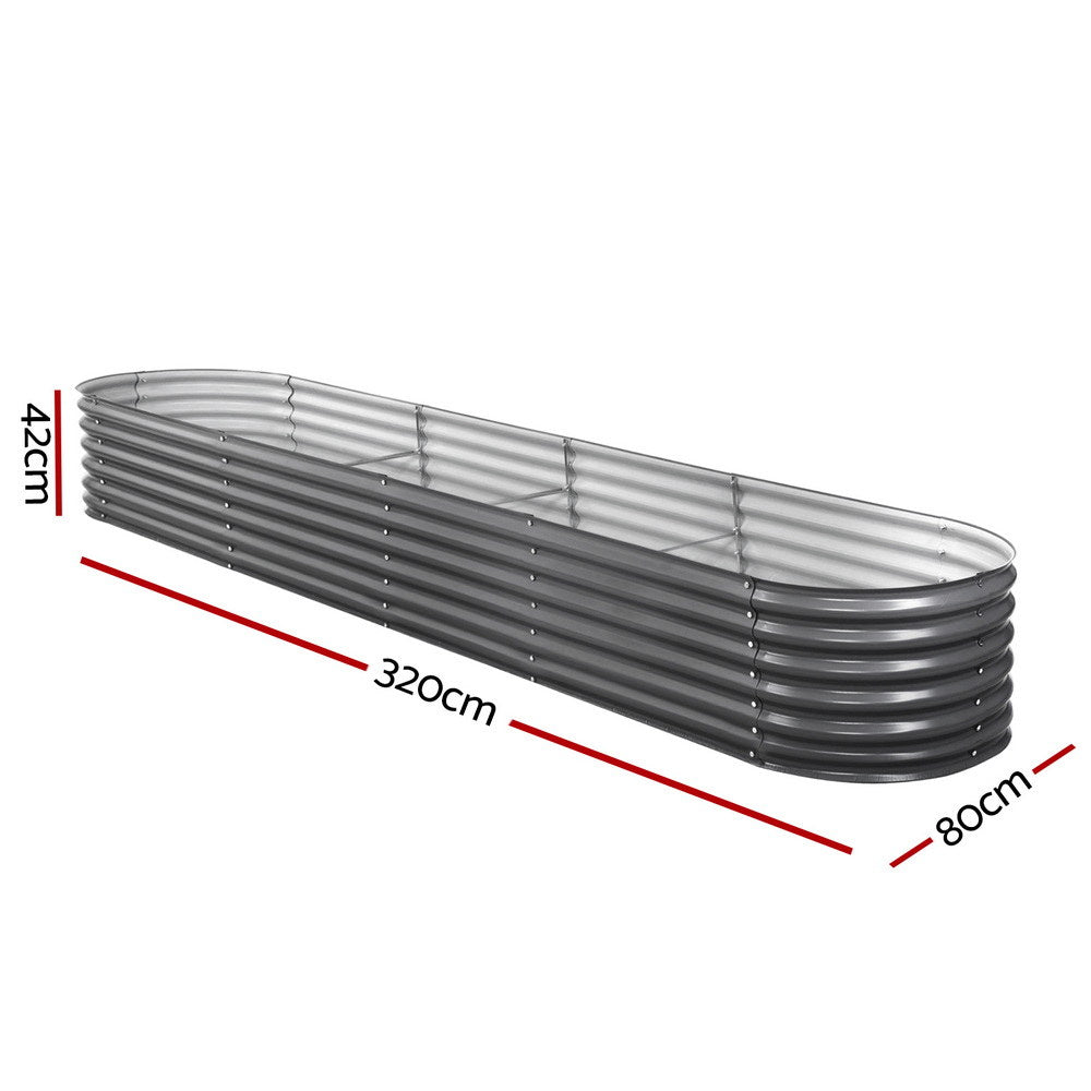 Green Fingers Garden Bed 320X80X42cm Oval Planter Box Raised Container Galvanised - Pet And Farm 