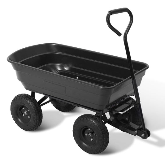 Gardeon 75L Garden Dump Cart - Black - Pet And Farm 