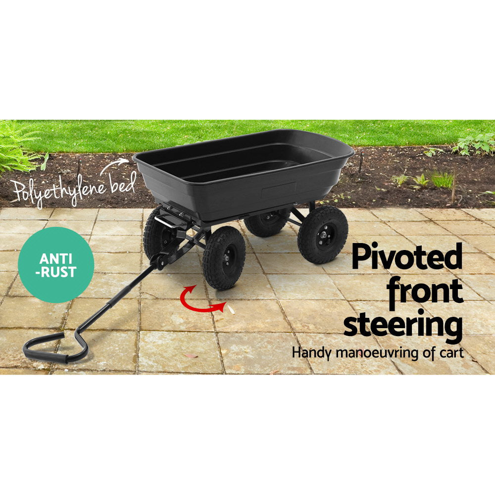 Gardeon 75L Garden Dump Cart - Black - Pet And Farm 