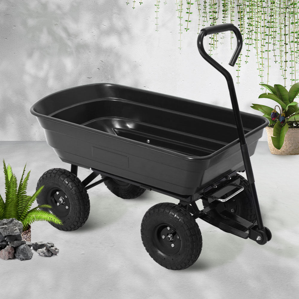 Gardeon 75L Garden Dump Cart - Black - Pet And Farm 