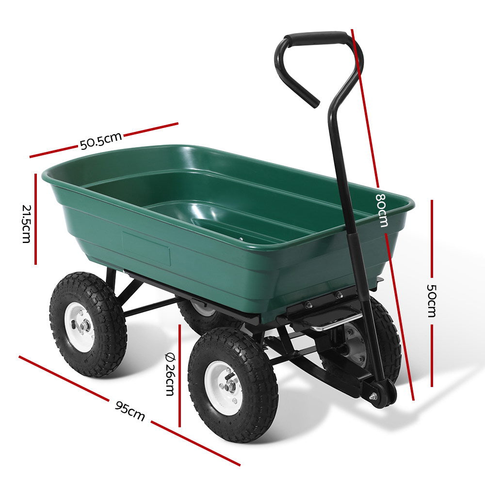 Gardeon 75L Garden Dump Cart - Green - Pet And Farm 