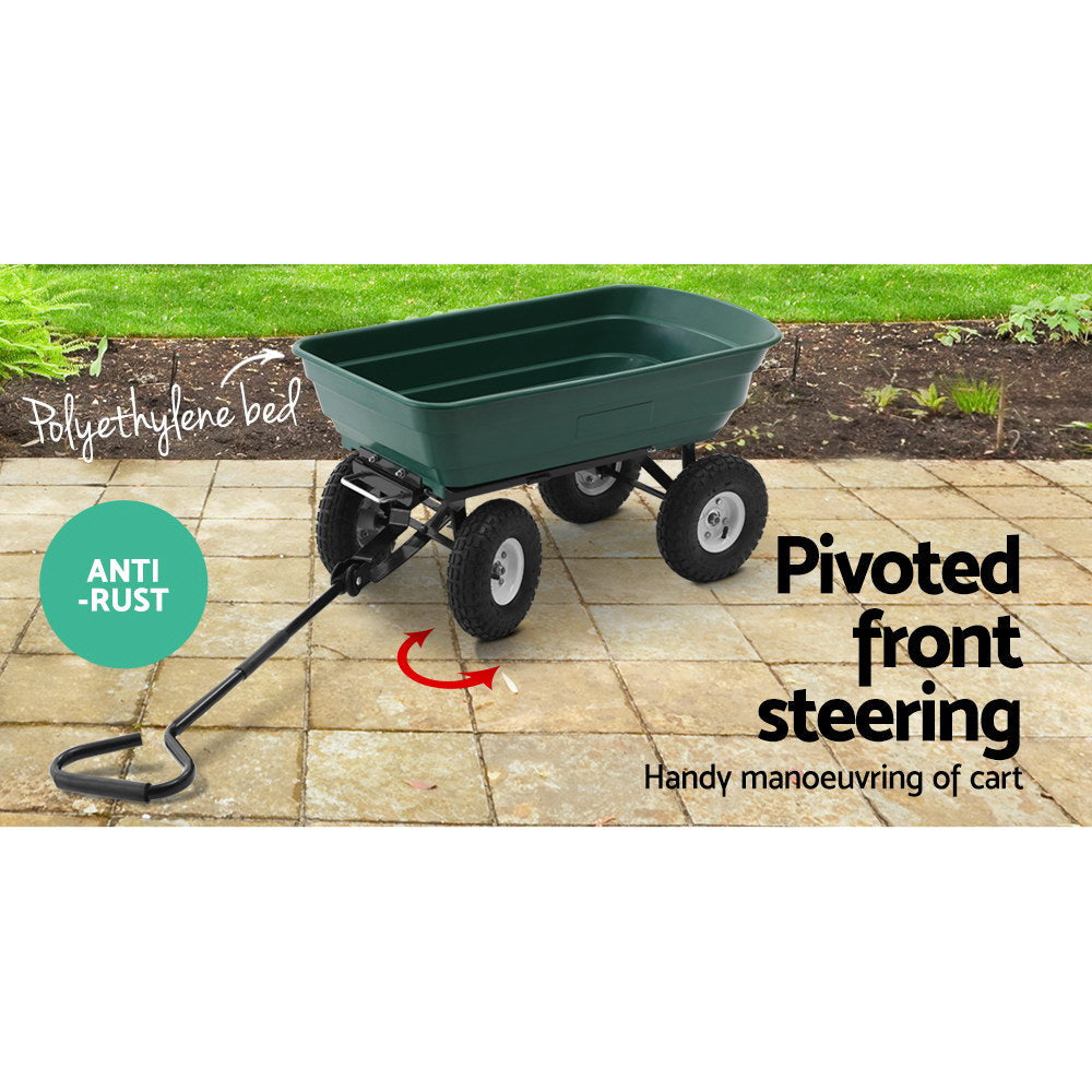 Gardeon 75L Garden Dump Cart - Green - Pet And Farm 