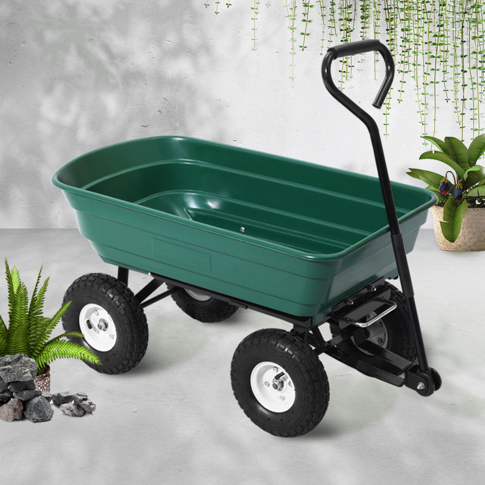 Gardeon 75L Garden Dump Cart - Green - Pet And Farm 