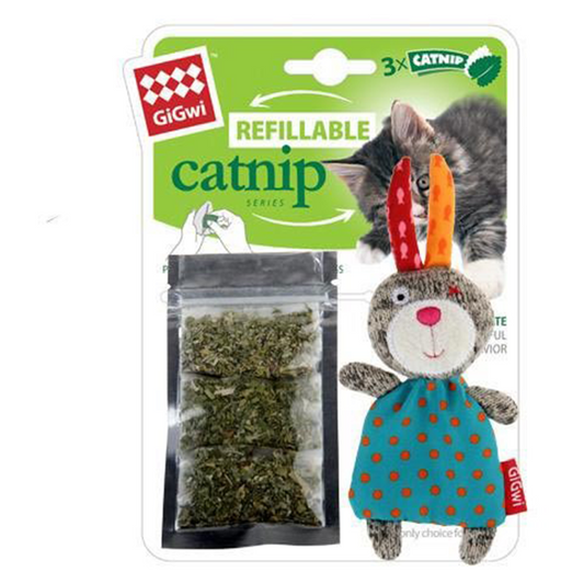 Gigwi Refillable Catnip Multi Teabag Rabbit Cat Toy - Pet And Farm
