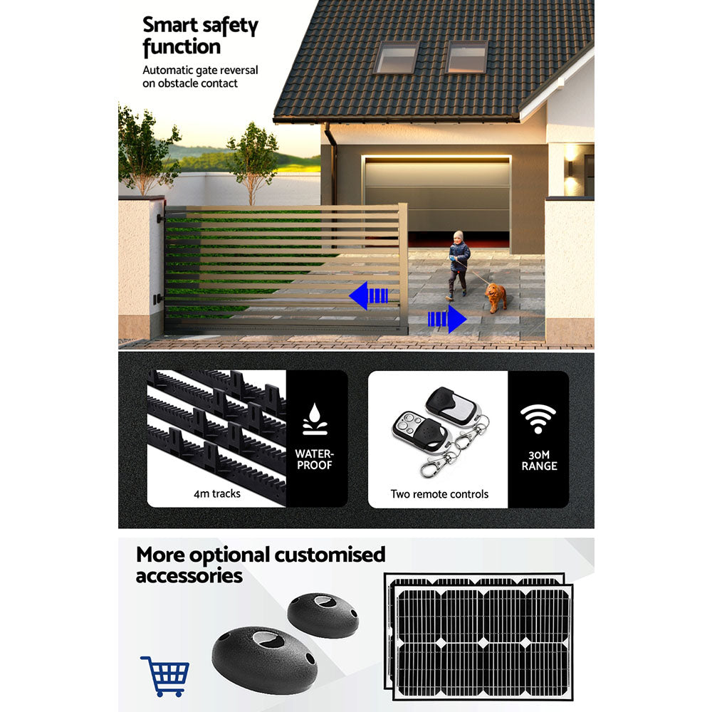 Auto Electric Sliding Gate Opener 1800KG 4M Rails - Pet And Farm 