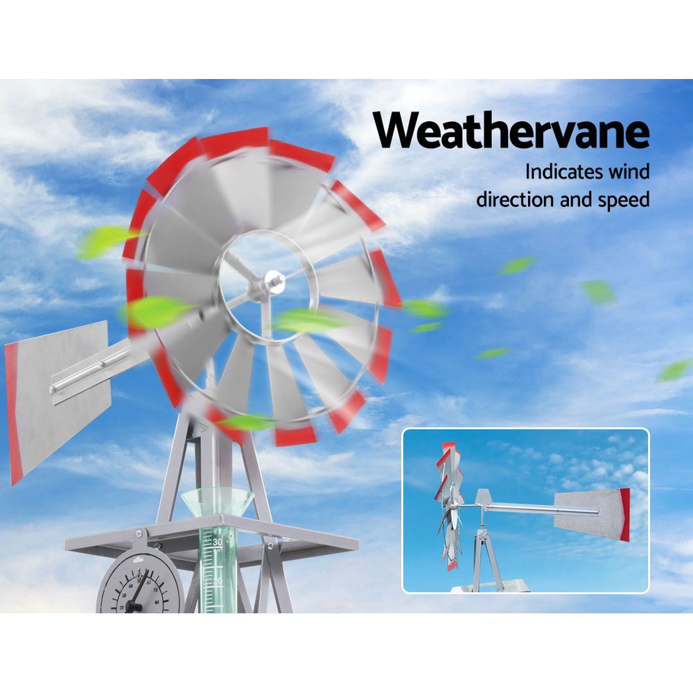 Garden Windmill 8FT 245cm Metal Ornaments Outdoor Decor Ornamental Wind Will - Pet And Farm 