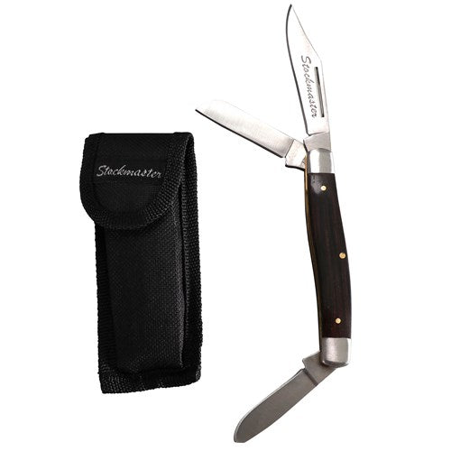 StockMaster Three Blade Stock Knife - 4" w Nylon Pouch