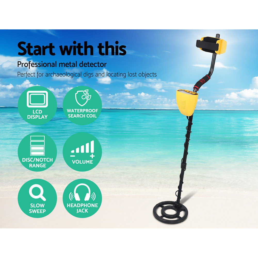 LCD Screen Metal Detector with Headphones - Yellow - Pet And Farm 