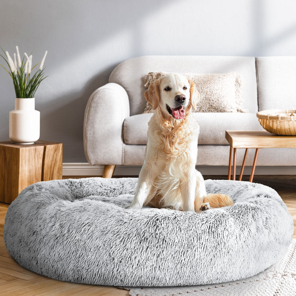 i.Pet Pet Bed Dog Cat 110cm Calming Extra Large Soft Plush Light Charcoal - Pet And Farm 