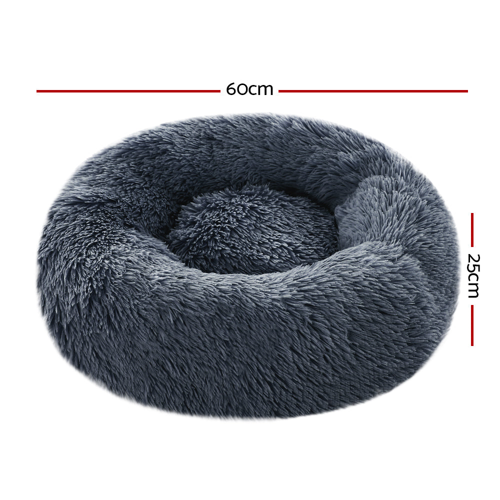 Pet Bed Dog Cat Calming Bed Small 60cm Dark Grey Sleeping Comfy Cave Washable - Pet And Farm 