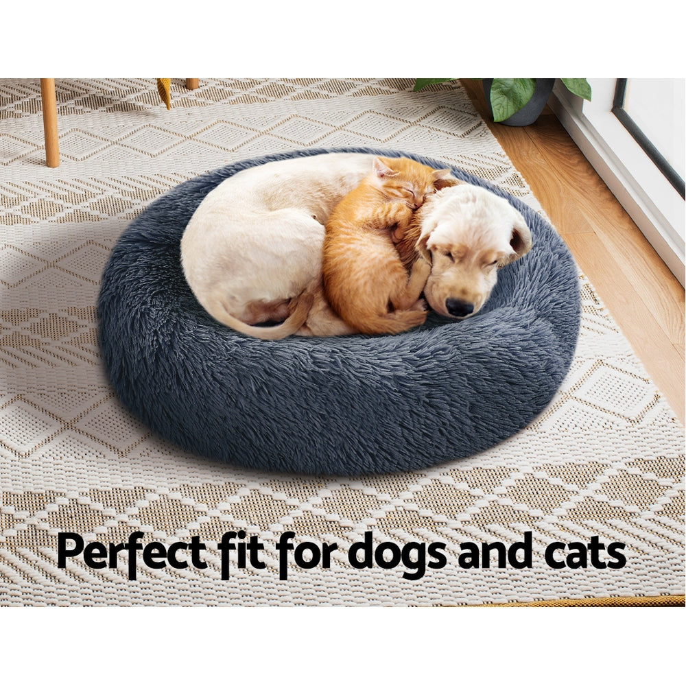 Pet Bed Dog Cat Calming Bed Small 60cm Dark Grey Sleeping Comfy Cave Washable - Pet And Farm 