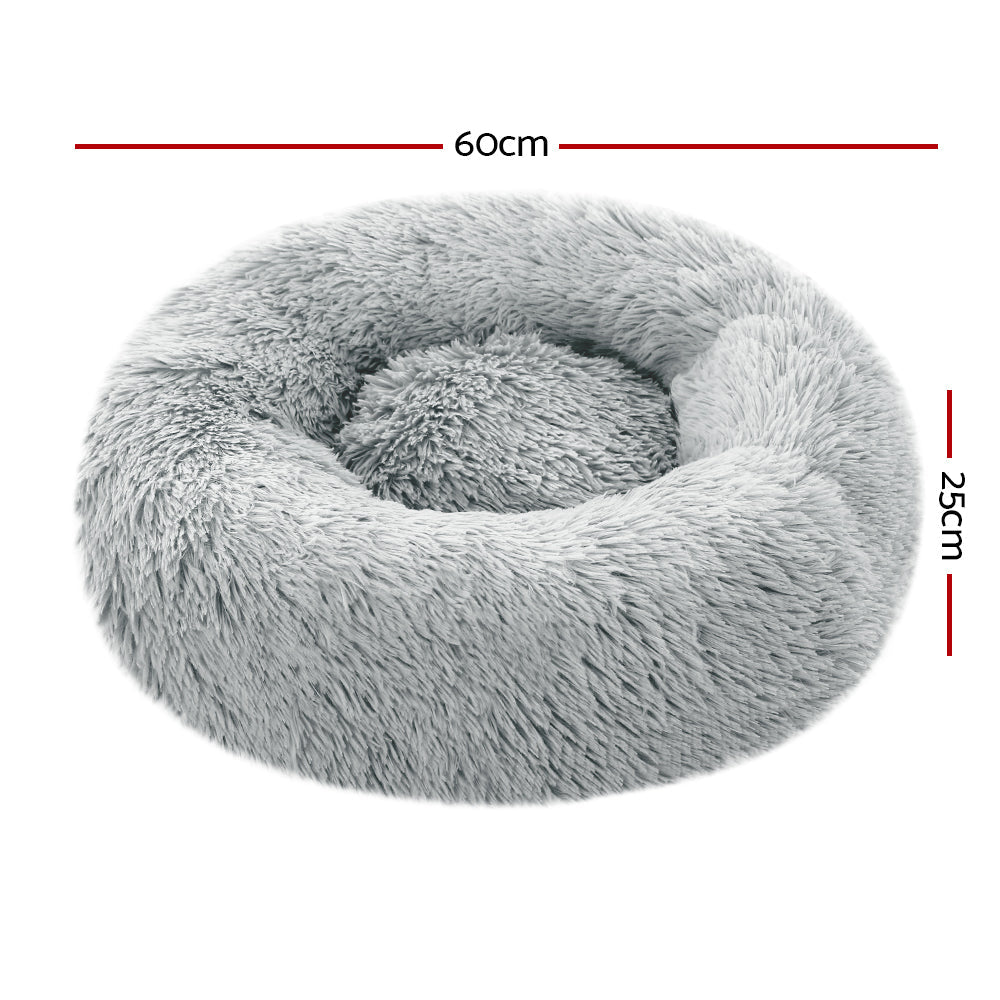 Pet Bed Dog Cat Calming Bed Small 60cm Light Grey Sleeping Comfy Cave Washable - Pet And Farm 