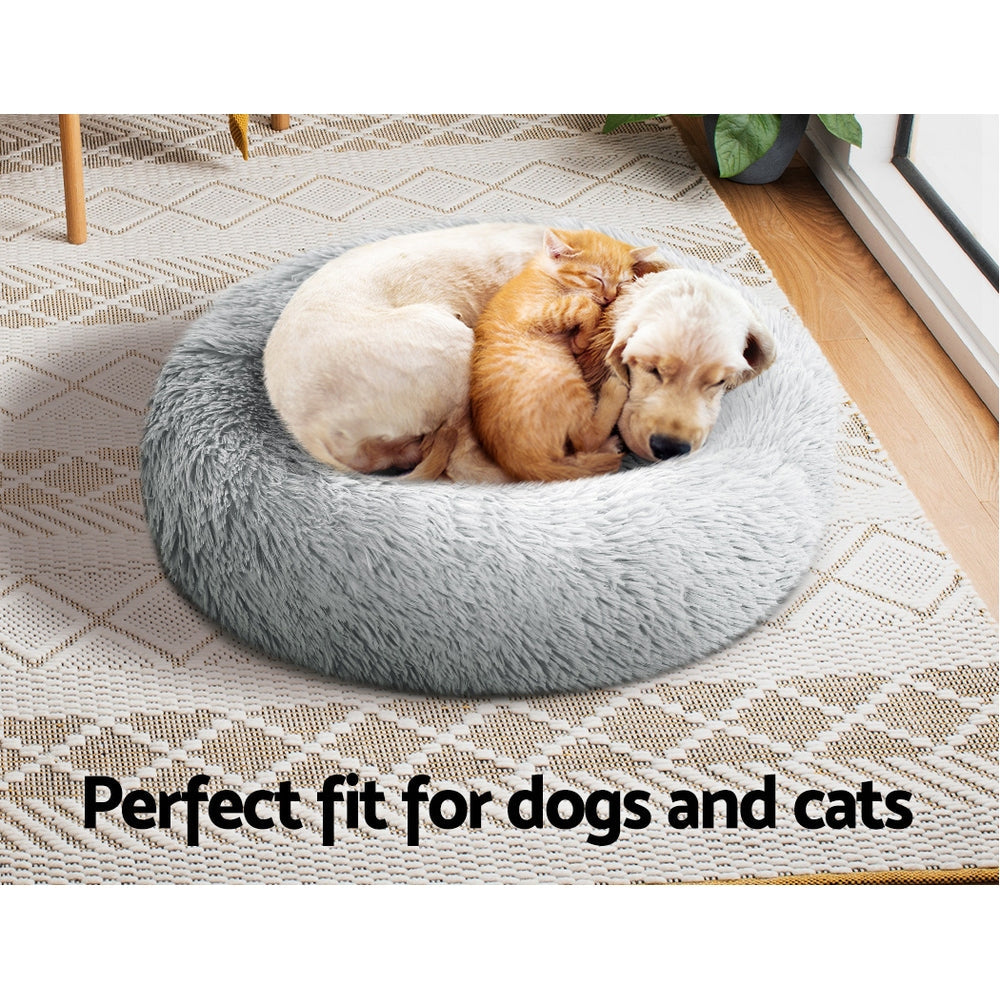 Pet Bed Dog Cat Calming Bed Small 60cm Light Grey Sleeping Comfy Cave Washable - Pet And Farm 