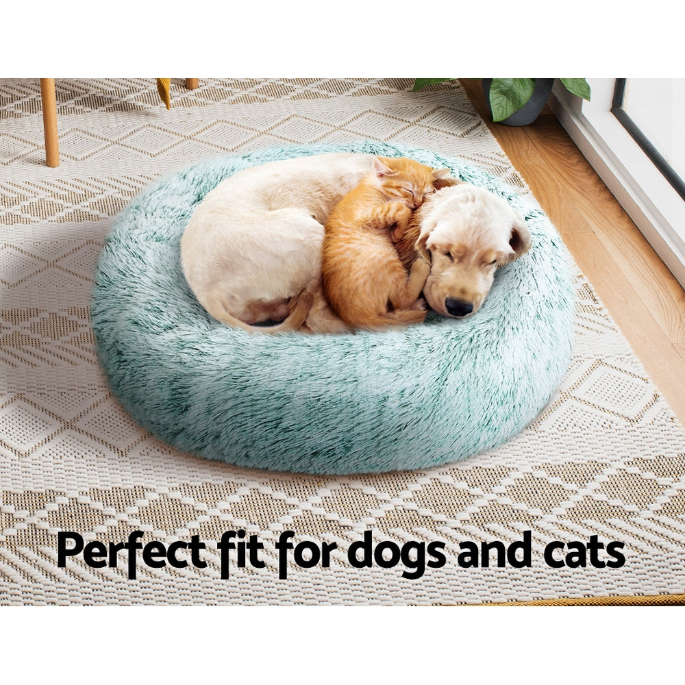 Pet Bed Dog Cat Calming Bed Small 60cm Teal Sleeping Comfy Cave Washable - Pet And Farm 