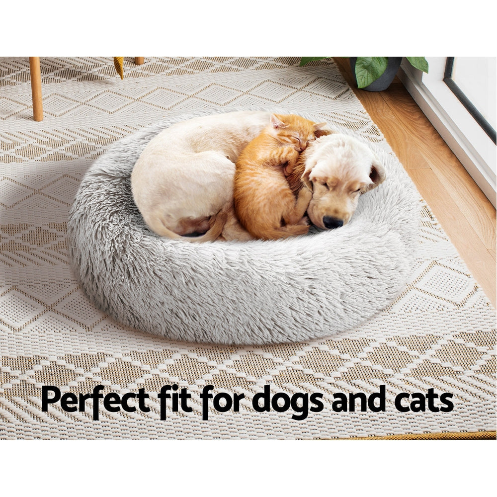 Pet Bed Dog Cat Calming Bed Small 60cm White Sleeping Comfy Cave Washable - Pet And Farm 