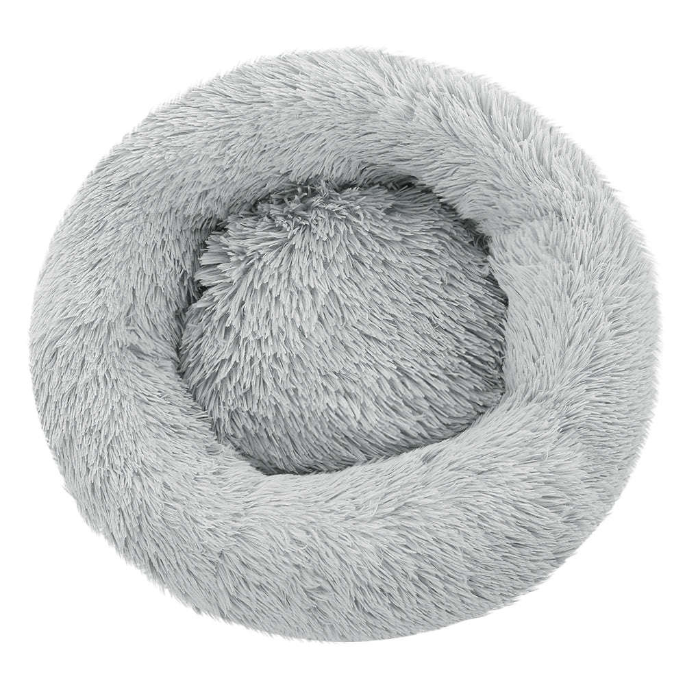 Pet Bed Dog Cat Calming Bed Medium 75cm Light Grey Sleeping Comfy Cave Washable - Pet And Farm 