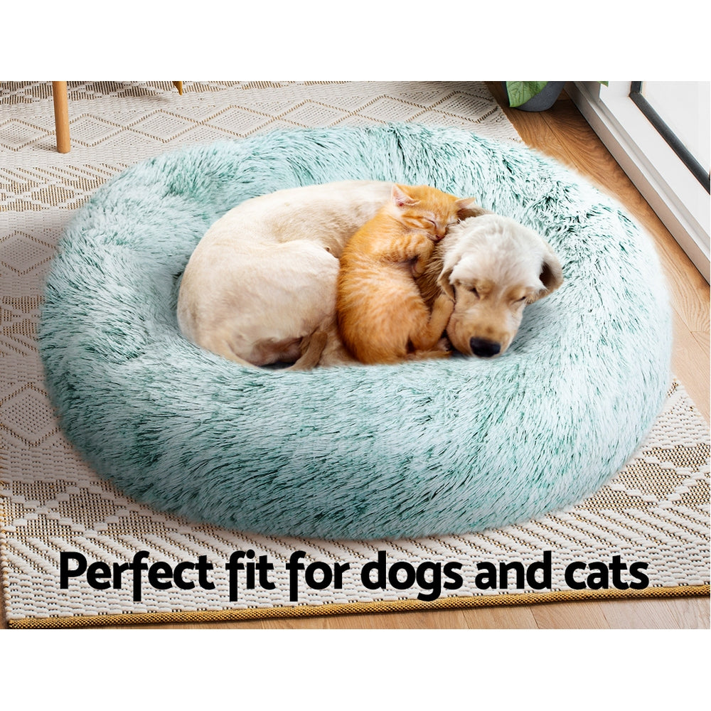 Pet Bed Dog Cat Calming Bed Medium 75cm Teal Sleeping Comfy Cave Washable - Pet And Farm 