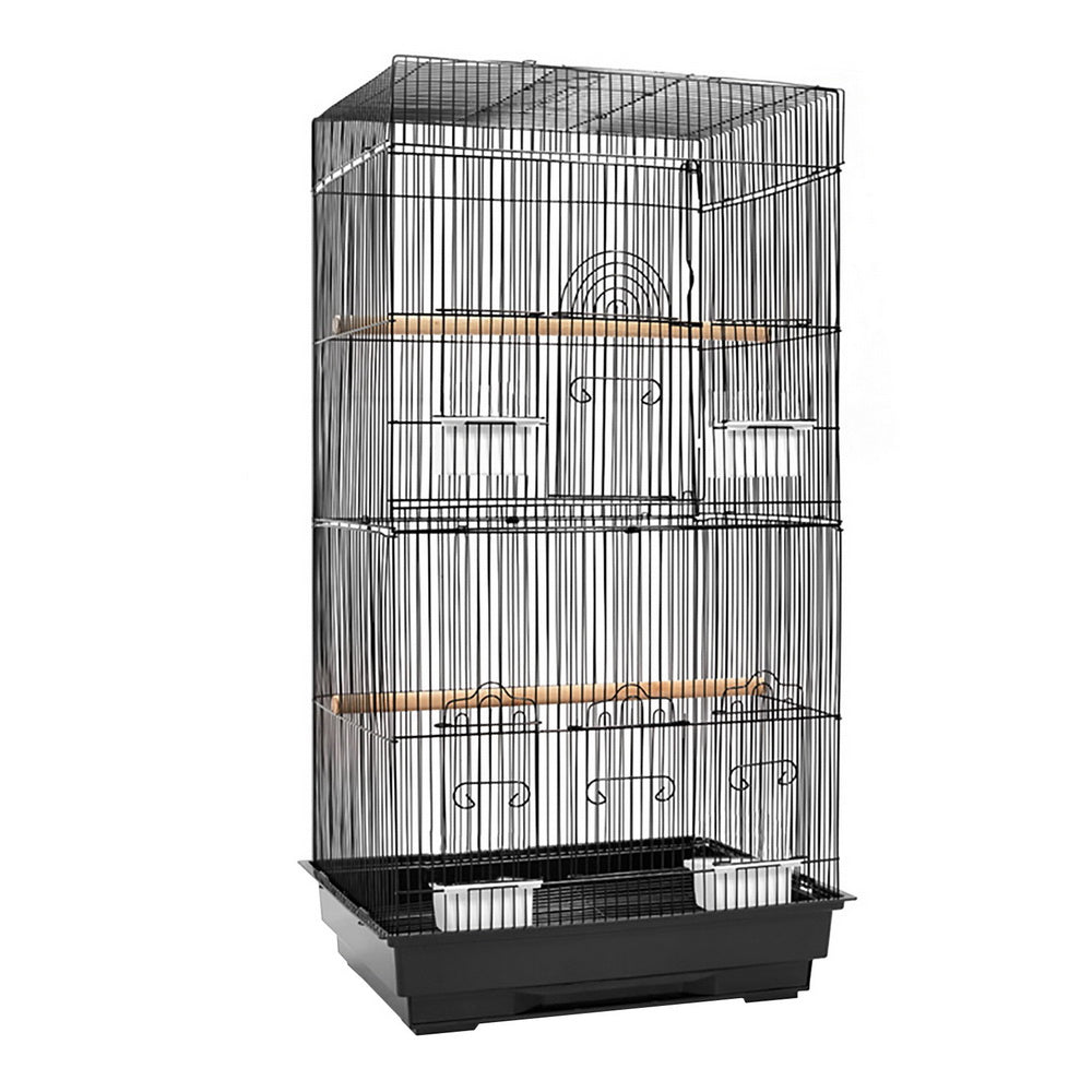 i.Pet Medium Bird Cage with Perch - Black - Pet And Farm 