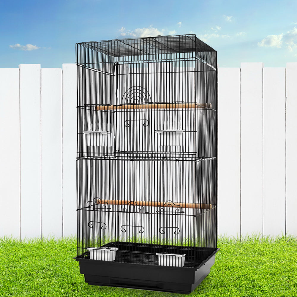 i.Pet Medium Bird Cage with Perch - Black - Pet And Farm 