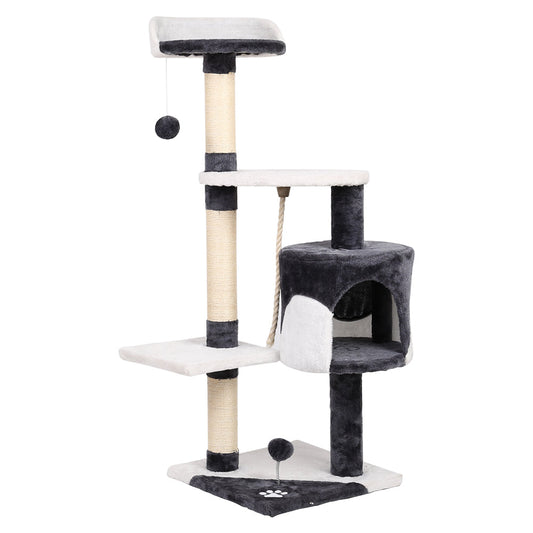 i.Pet Cat Tree 112cm Trees Scratching Post Scratcher Tower Condo House Furniture Wood - Pet And Farm