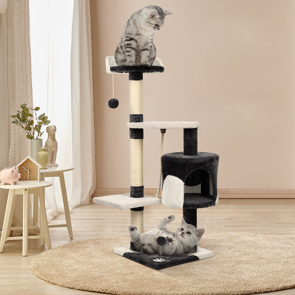 i.Pet Cat Tree 112cm Trees Scratching Post Scratcher Tower Condo House Furniture Wood - Pet And Farm 