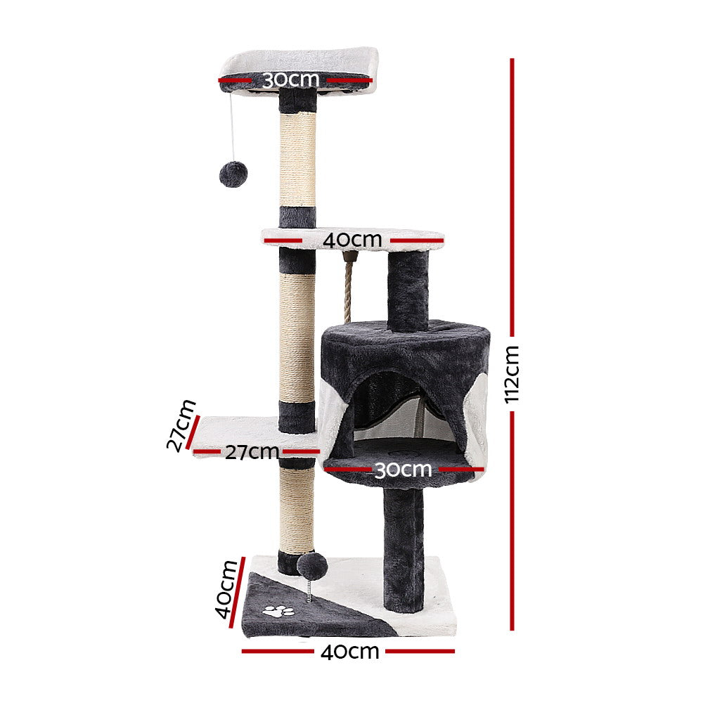 i.Pet Cat Tree 112cm Tower Scratching Post Scratcher Wood Condo House Furniture - Pet And Farm 