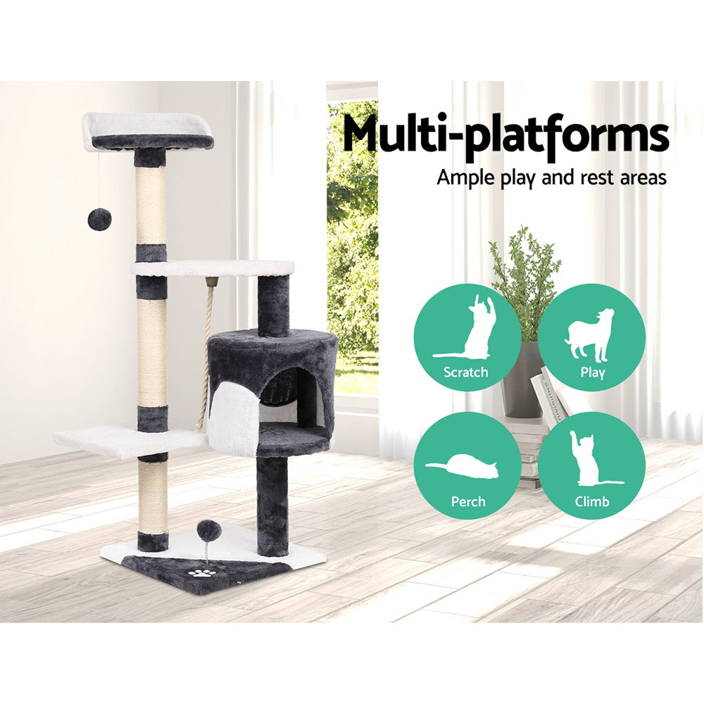 i.Pet Cat Tree 112cm Tower Scratching Post Scratcher Wood Condo House Furniture - Pet And Farm 