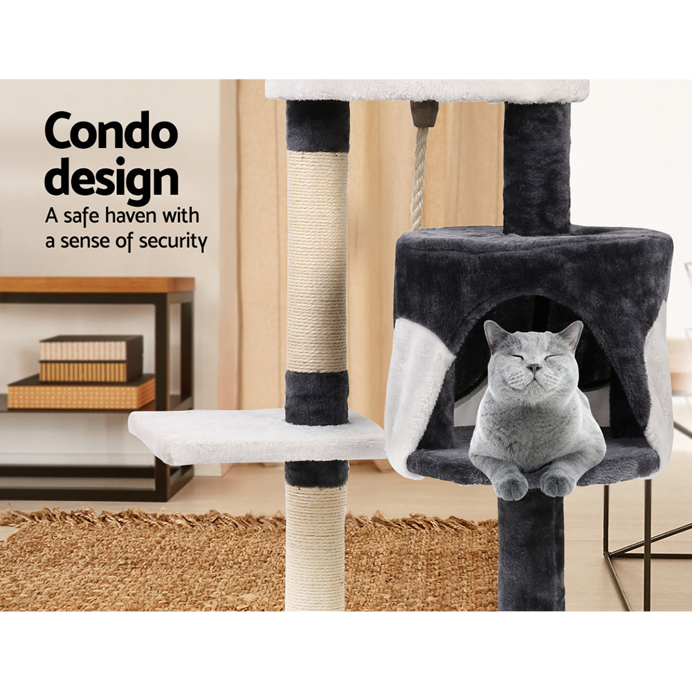 i.Pet Cat Tree 112cm Tower Scratching Post Scratcher Wood Condo House Furniture - Pet And Farm 