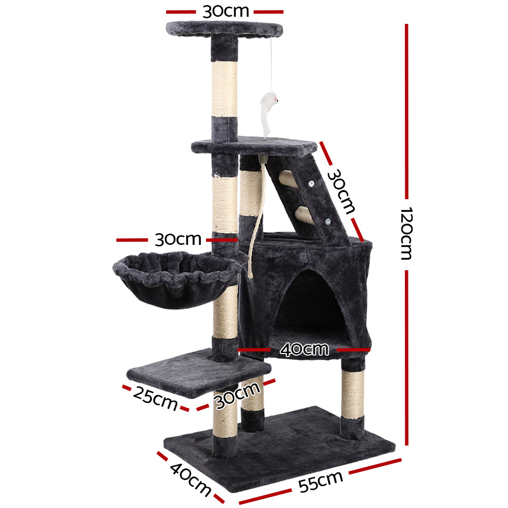 i.Pet Cat Tree 120cm Trees Scratching Post Scratcher Tower Condo House Furniture Wood Multi Level - Pet And Farm 