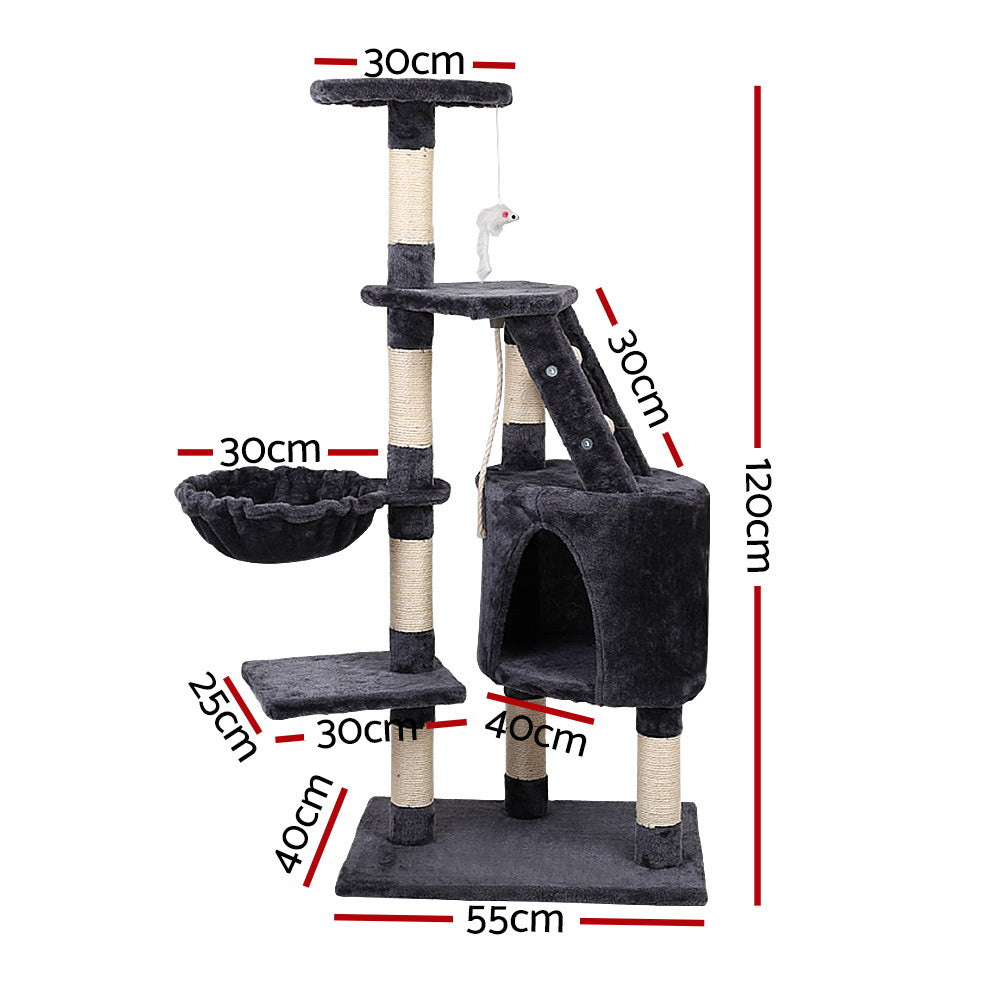 i.Pet Cat Tree 120cm Tower Scratching Post Scratcher Wood Condo House Bed Toys - Pet And Farm 