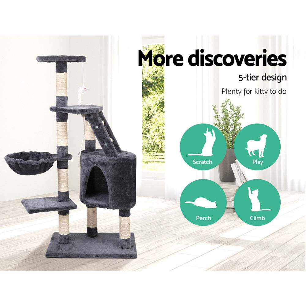 i.Pet Cat Tree 120cm Tower Scratching Post Scratcher Wood Condo House Bed Toys - Pet And Farm 