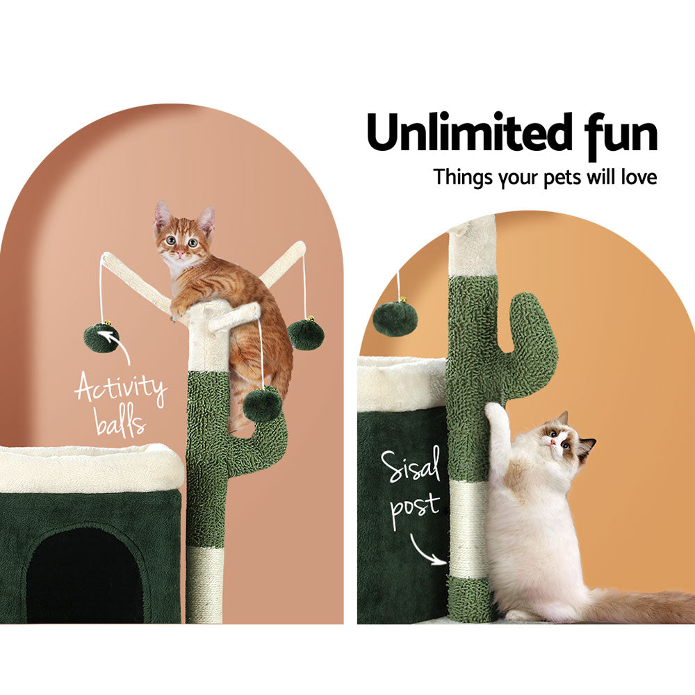 i.Pet Cat Tree 70cm Scratching Post Tower Scratcher Wood Condo House Toy Bed Green - Pet And Farm 