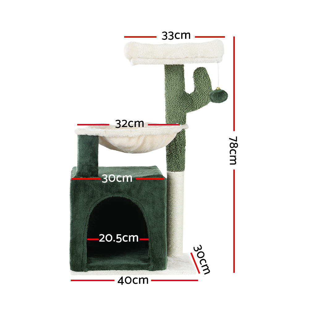 i.Pet Cat Tree 78cm Scratching Post Tower Scratcher Wood Condo House Bed Toys Green - Pet And Farm 
