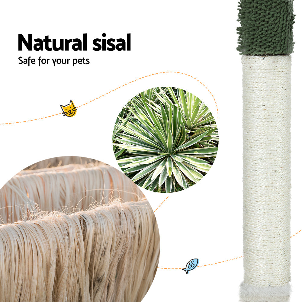 i.Pet Cat Tree 78cm Scratching Post Tower Scratcher Wood Condo House Bed Toys Green - Pet And Farm 