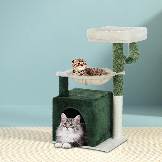 i.Pet Cat Tree 78cm Scratching Post Tower Scratcher Wood Condo House Bed Toys Green - Pet And Farm 