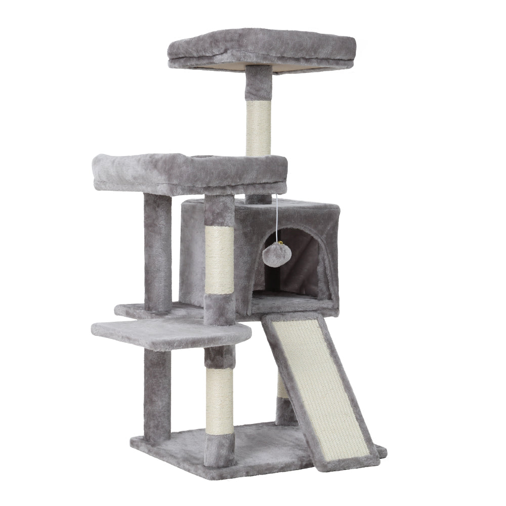 i.Pet Cat Tree 103cm Tower Scratching Post Scratcher Wood Condo House Trees Grey - Pet And Farm 