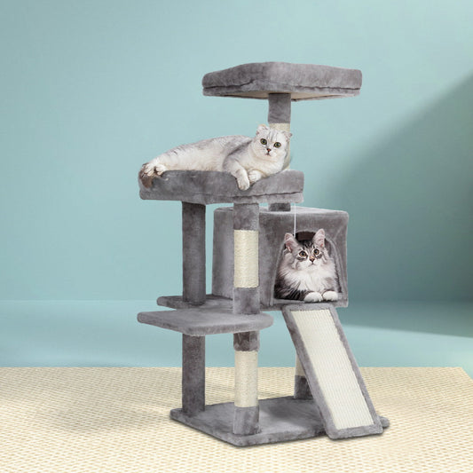 i.Pet Cat Tree 103cm Tower Scratching Post Scratcher Wood Condo House Trees Grey - Pet And Farm 