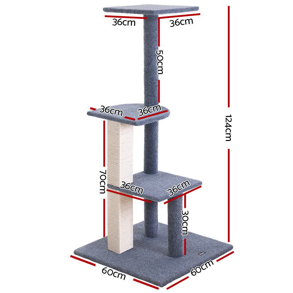 i.Pet Cat Tree 124cm Scratching Post Tower Scratcher Trees Wood Condo Board - Pet And Farm 