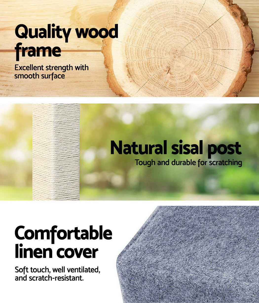 i.Pet Cat Tree 124cm Scratching Post Tower Scratcher Trees Wood Condo Board - Pet And Farm 