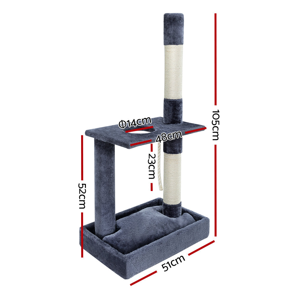 i.Pet Cat Tree 102cm Scratching Post Tower Scratcher Condo House Board Grey - Pet And Farm 