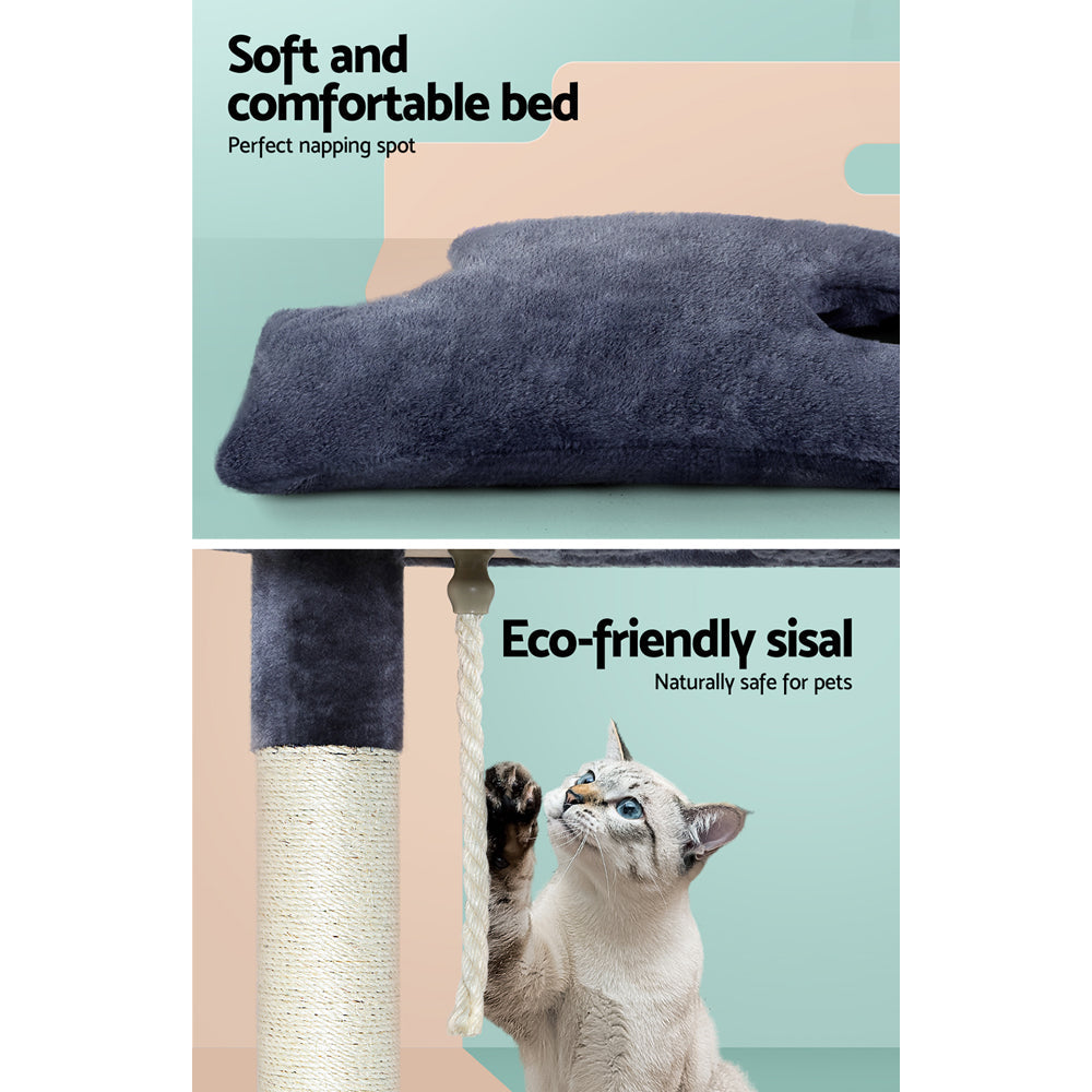 i.Pet Cat Tree 102cm Scratching Post Tower Scratcher Condo House Board Grey - Pet And Farm 