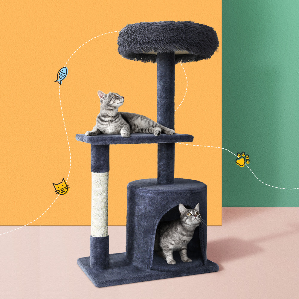 i.Pet Cat Tree Scratching Post Scratcher Tower Condo House Grey 94cm - Pet And Farm 