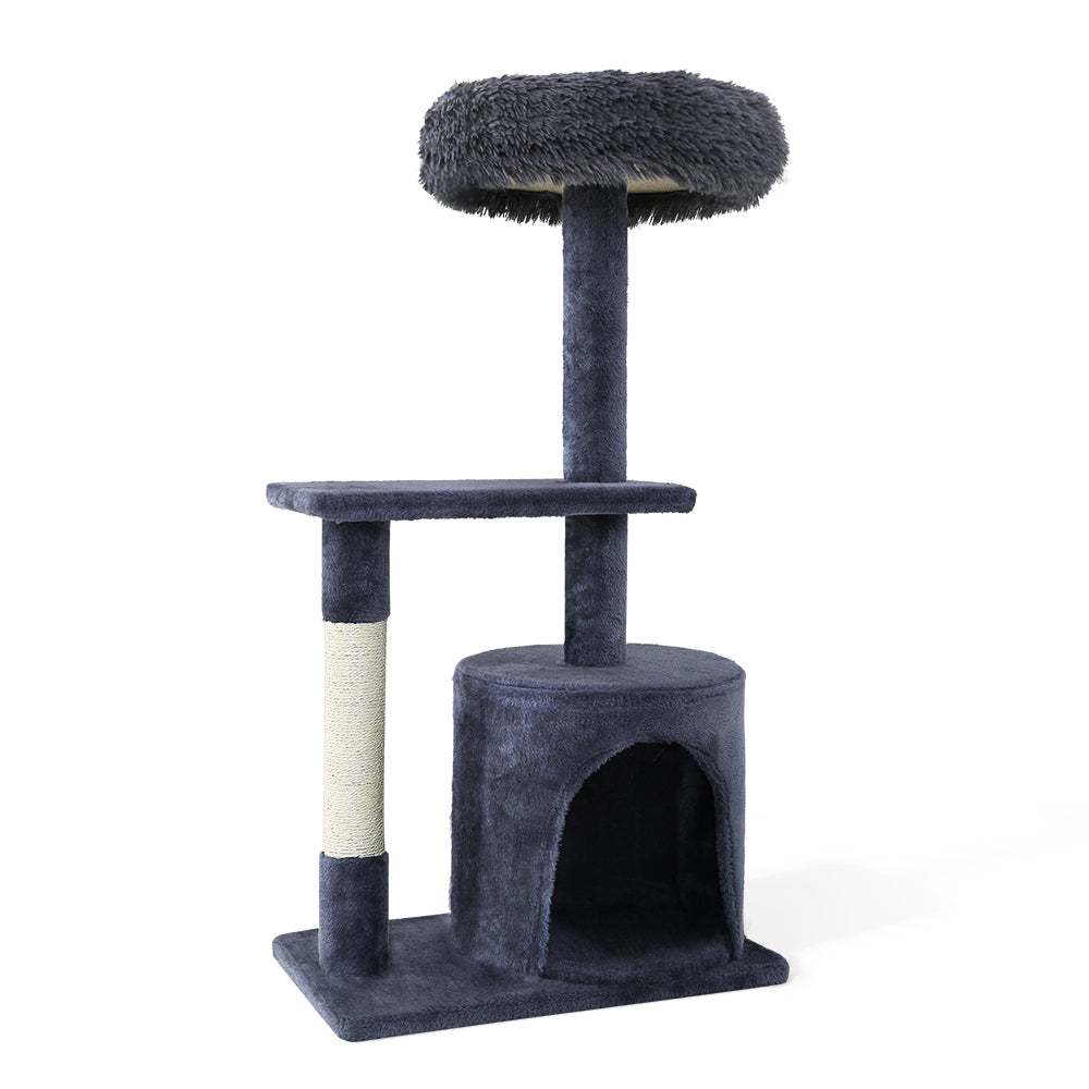 i.Pet Cat Tree 94cm Scratching Post Tower Scratcher Condo House Wood Trees Grey - Pet And Farm 