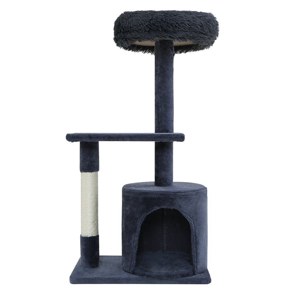 i.Pet Cat Tree 94cm Scratching Post Tower Scratcher Condo House Wood Trees Grey - Pet And Farm 