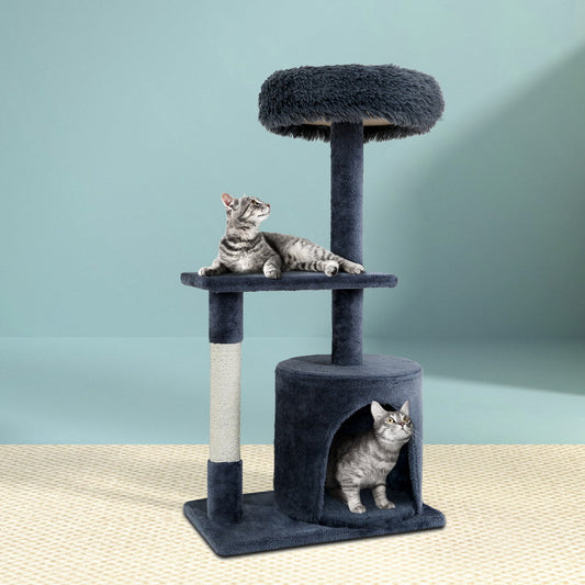 i.Pet Cat Tree 94cm Scratching Post Tower Scratcher Condo House Wood Trees Grey - Pet And Farm 