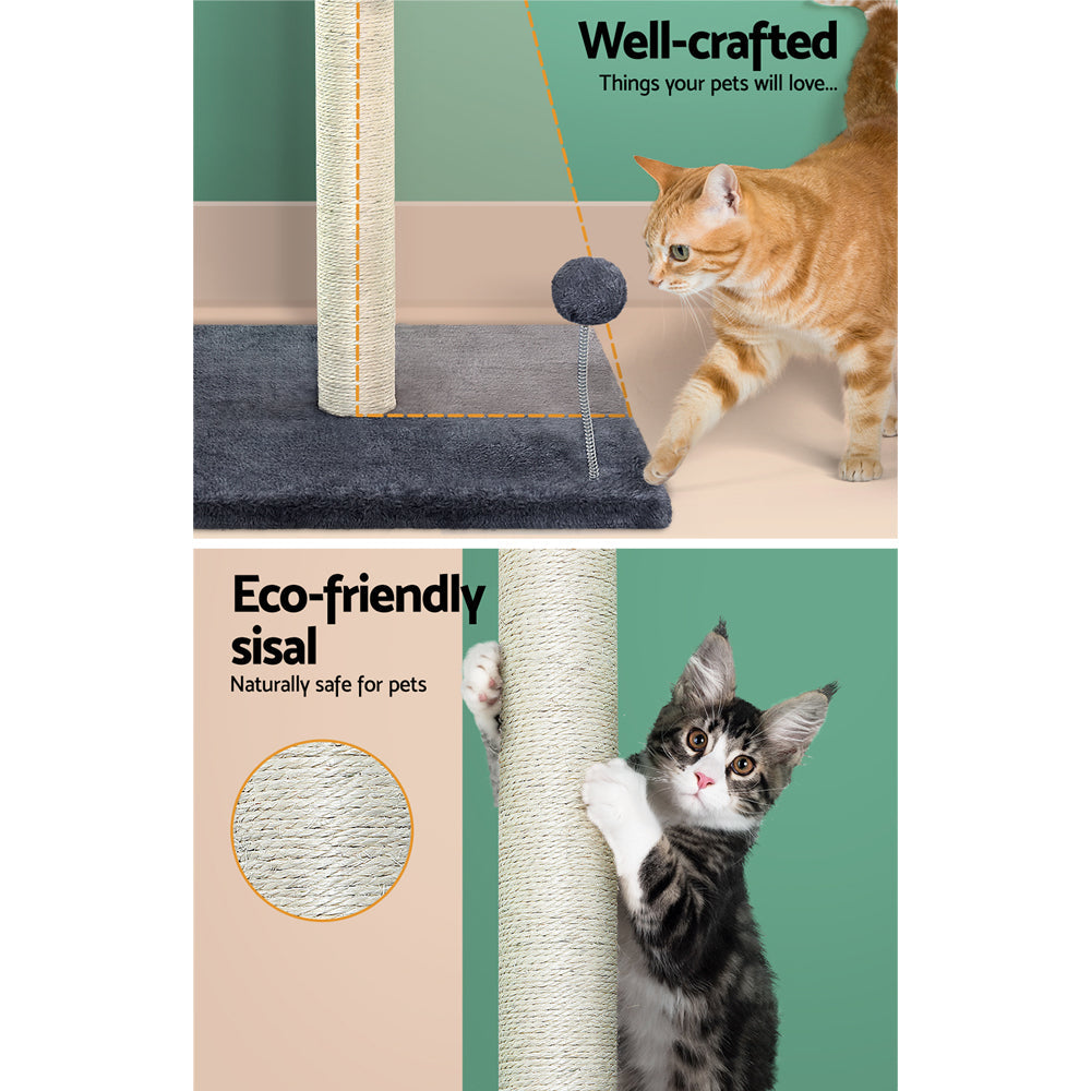 i.Pet Cat Tree Scratching Post Scratcher Tower Condo House Hanging toys Grey 105cm - Pet And Farm 